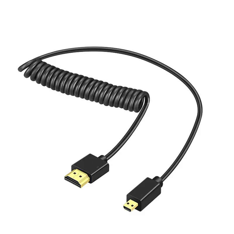 Hdmi Cable Super Soft Micro Mini HD cable male to male HDTV 2.0V Thin 4k hd Light-weight Portable SLR camera Telescopic spring cable