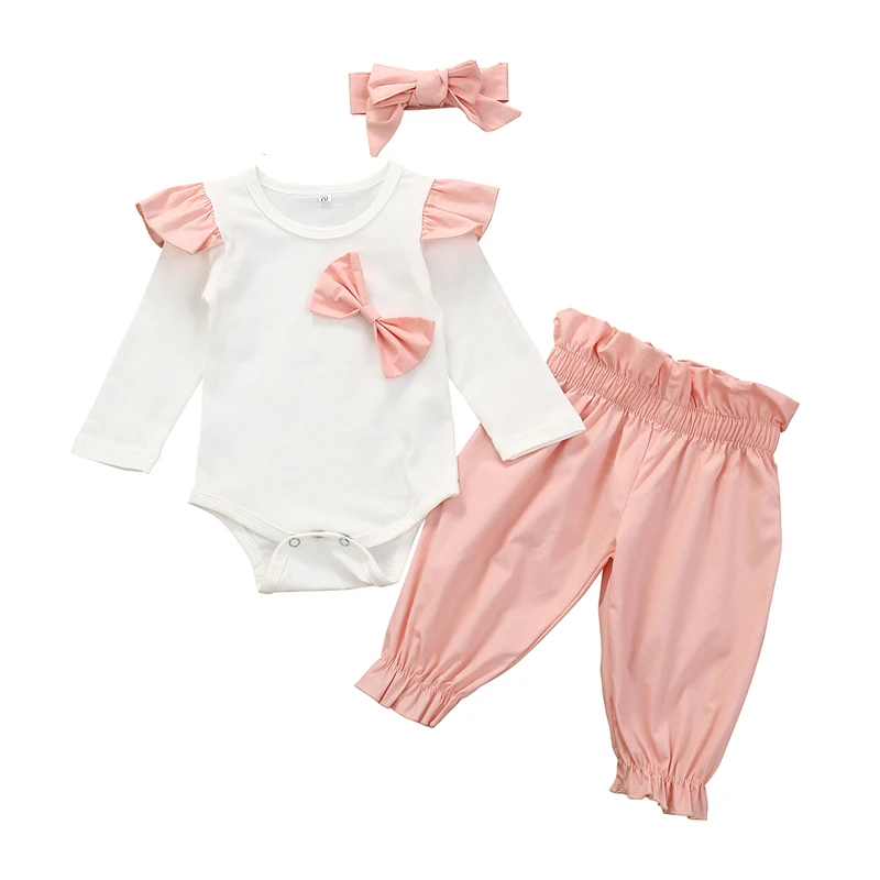 sun baby clothing set Autumn Baby Girl Clothes Sets Fashion Toddler Outfits Long Sleeve Tops Flower Pants Headband Cute 3Pcs Newborn Infant Clothing Baby Clothing Set for boy Baby Clothing Set