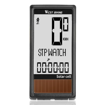 

WEST BIKING Solar Cell 5 Languages Wireless Bike Computer Auto ON/OFF Cycling Speedometer Odometer Waterproof Backlight Bicycle