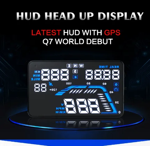 Стиль HUD Q7 прикуриватель дисплей gps позиционирование универсальный портативный скорость расход топлива дисплей