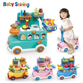 

Baby Shining 3-in-1 Bus Kitchen Set Toys 3-7Y Ride on Toys Portable Detachable Multistyle Doctor Rail Toy Kids Birthday Gift