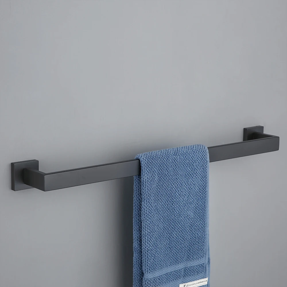 Bathroom Hardware Black Wall Mounted Bath Towel Holder Bathroom Towel Racks Clothes Hanger For Hotel Home In Matte Black