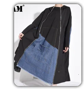 [EAM] Women Black Bow Split Joint Buckle Temperament Dress New Sleeveless Loose Fit Fashion Tide Spring Autumn 2020 1Z663
