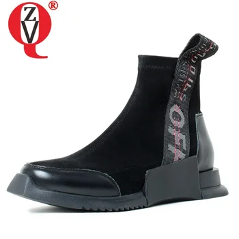 

ZVQ 2019 autumn new fashion ankle boots outside comfortable round toe low heels slip-on women shoes drop shipping size 34-39