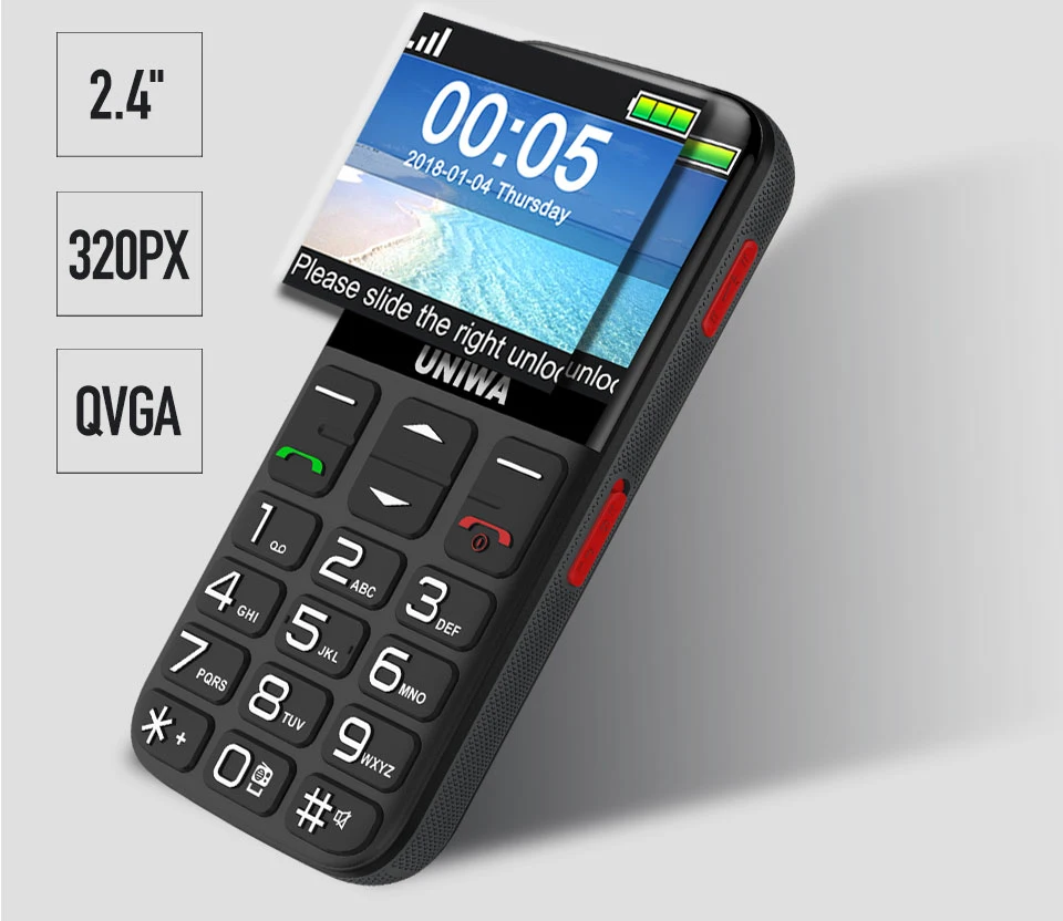 UNIWA V808G английская русская клавиатура 10 дней в режиме ожидания 3g WCDMA сильный фонарь Мобильный телефон большой SOS 3g мобильный телефон