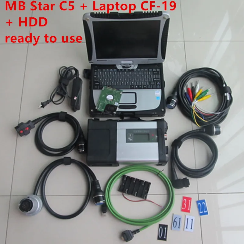 Лучшее Качество MB Star C5 SD Подключение Compact 5 с CF19 ноутбук Star C5 Диагностика V2019.9 программное обеспечение для автомобиля грузовика - Цвет: c5 cf19 hdd