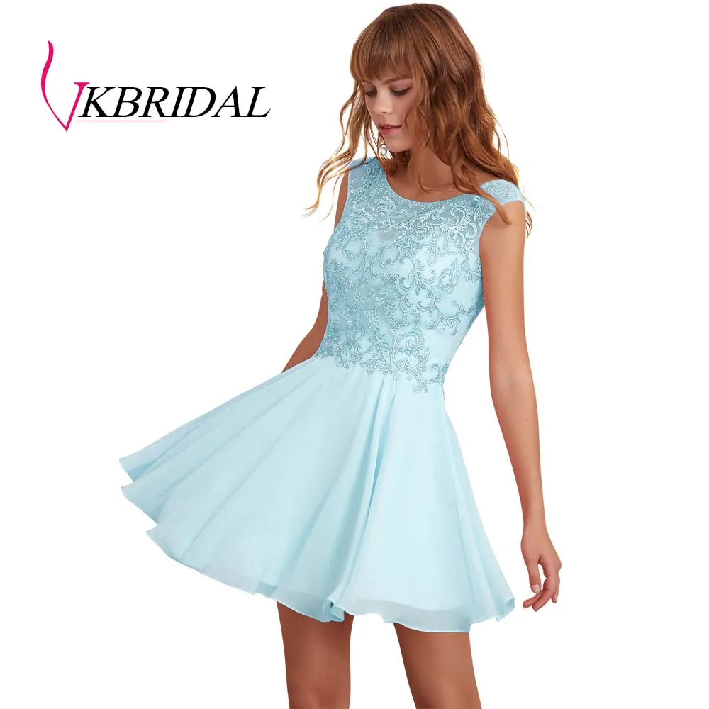 color 161 VKBRIDAL розовые платья модная Милая шапочка рукав шифон Кружева с бусинами короткое для выпускного вечера платья - Цвет: color 161