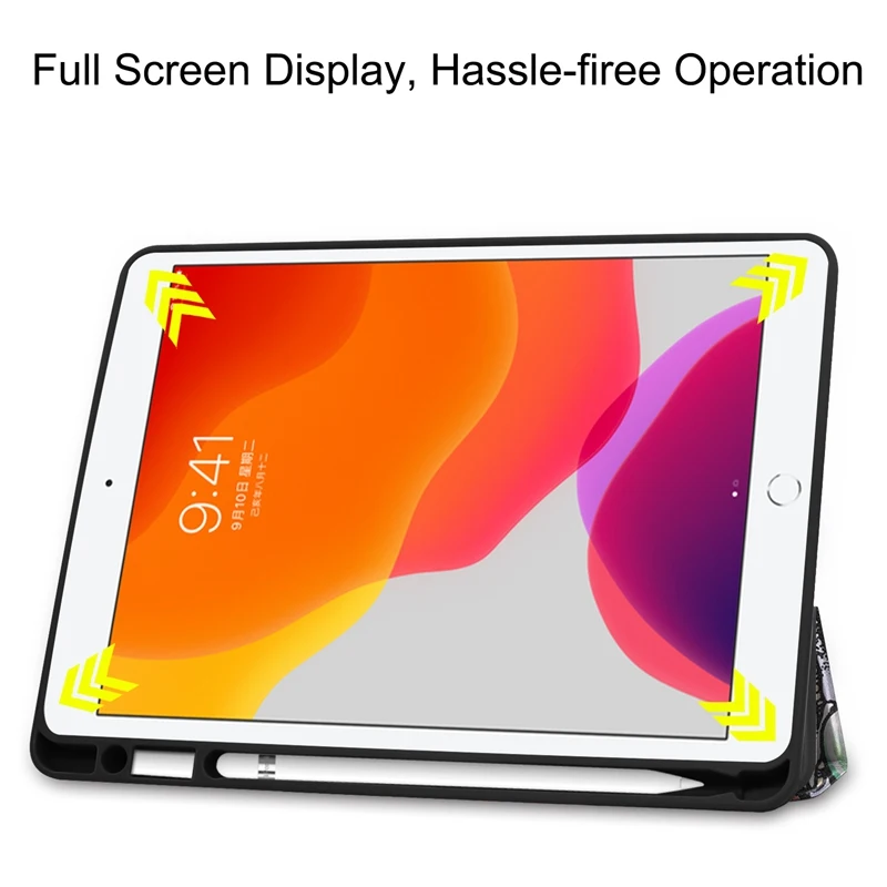 Для iPad 7th 10," чехол с держателем карандаша кожаный мягкий силиконовый чехол-подставка для нового iPad 7th 10,2 чехол для автоматического сна/пробуждения