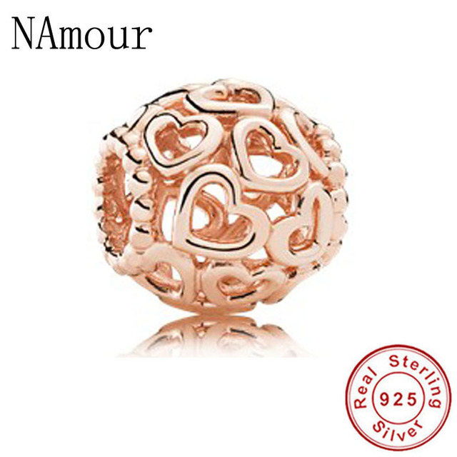 Original Kangaroo freehand heart key lock Bead fit Pandora charms silver 925 Bracelet for women fashion jewelry rose gold