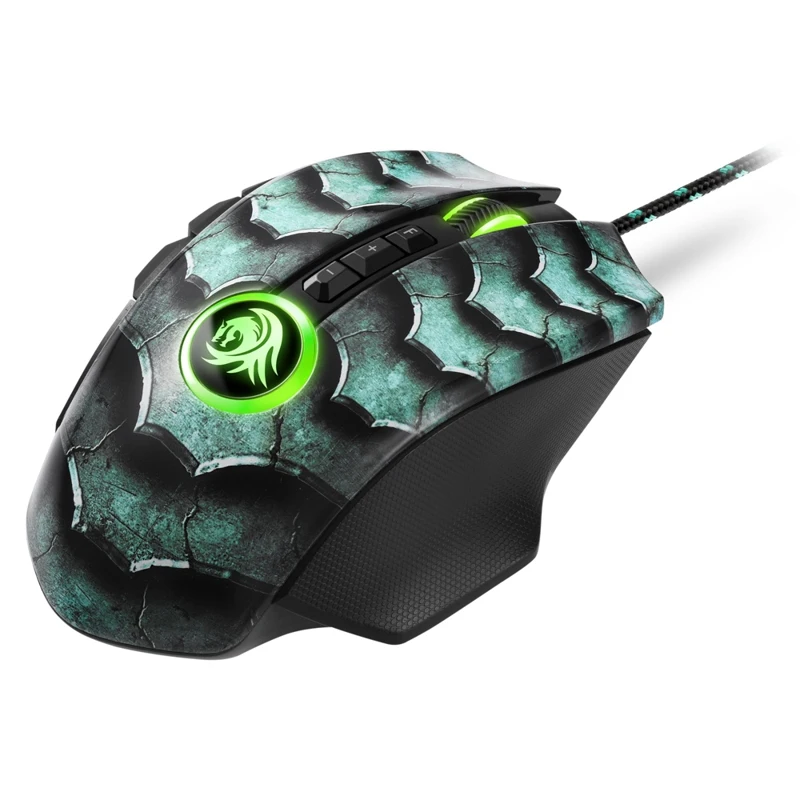 Мышь Sharkoon Drakonia II Green, оптическая, 15000 dpi, USB, подсветка RGB, цвет: черный/зеленый