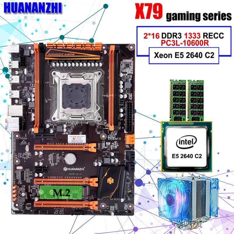 Компьютерная сборка игровая материнская плата HUANANZHI deluxe X79 LGA2011 ЦП Xeon E5 2640 C2 RAM