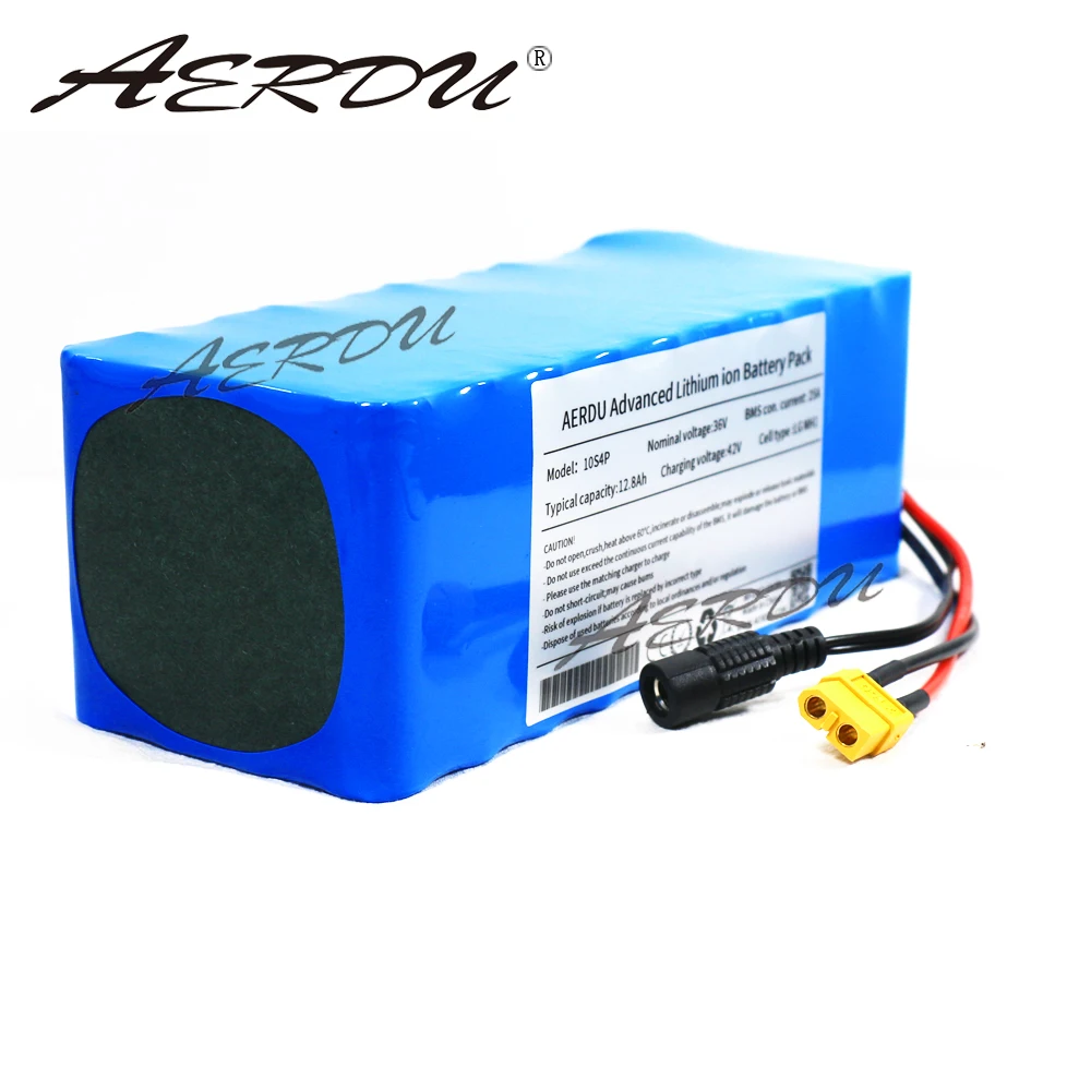 AERDU е-байка 36В 10S4P 12.8Ah для LGEBMH11865 13ah 12ah с 25A BMS 42V ионно-литиевая аккумуляторная батарея, фара для электровелосипеда в электромобиль электродвигатель трехколесный велосипед Скутер