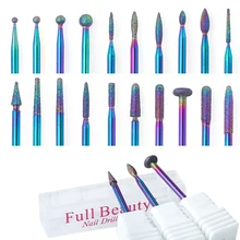 Алмазные фрезы для маникюра биты Радуга напильник с твердосплавным покрытием(карбид кутикулы фрезы для электрическая машинка для маникюра, деталь шлифовального станка BECD01-27-1