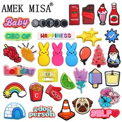 33 Types Brand Original Shoe Accessories Christmas Food Animals Designer Croc Charms Decaration Polaris for JIBZ Clog Kids Gifts
