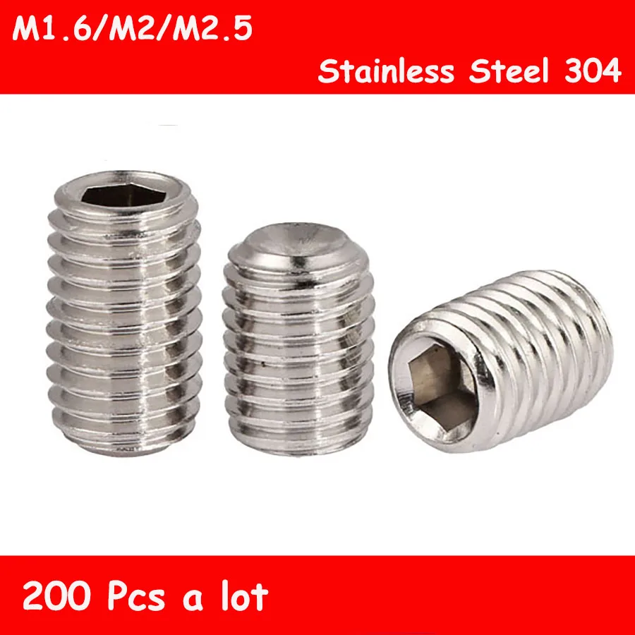 200 шт. M1.6/M2/M2.5 DIN916 Шестигранная головка из нержавеющей стали набор винтов вогнутые