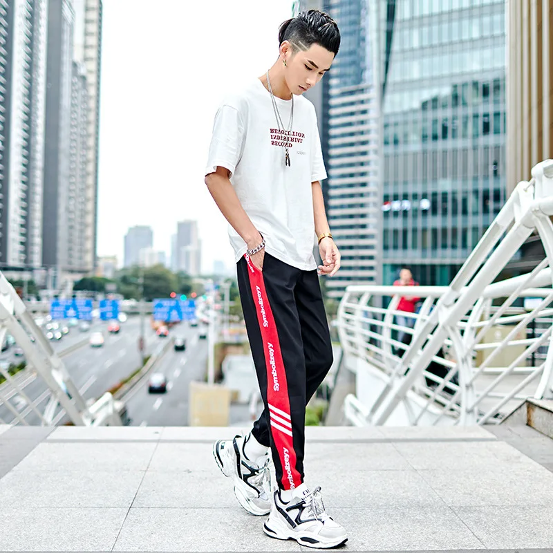 

2019 New Style Casual Pants Korean-style Trend Trousers Slim Fit Athletic Pants Street Snap Parkour Sweatpants COUPLE'S Skinny P