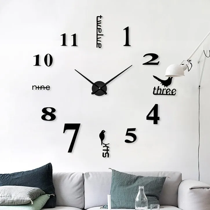 Стильные Простые Акриловые зеркальные часы для гостиной DIY большие настенные часы настенные наклейки 3D часы креативные настенные часы украшения для дома - Цвет: Коричневый