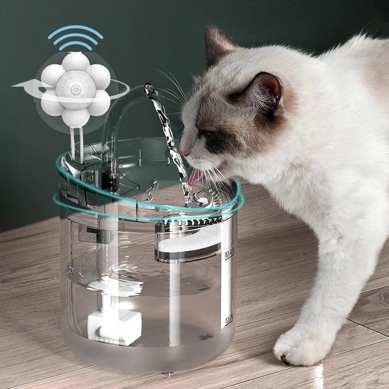 2L Intelligent Cat Water Fountain With Faucet Dog Dispenser Transparent Drinker Pet Drinking Filters Feeder Motion Sensor | Дом и сад