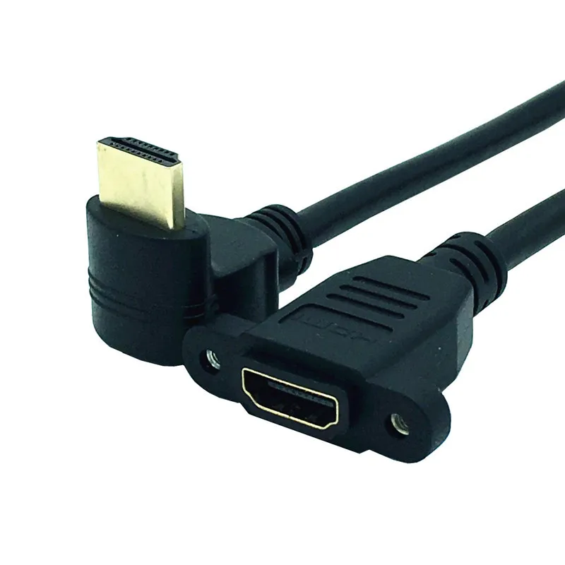Down HDMI 2,0 кабель с г-образным штекером справа налево вверх вниз HDMI v2.0 мужчин и женщин Панельное крепление w/винт 4K* 2k 60Hz HD удлинитель 15 см - Цвет: Down