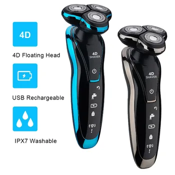

Portable Electric Shaver 4D Floating Heads Razor Body Washable Beard Trimmer USB Rechargeable Anti-pinch Face Shaving Machine