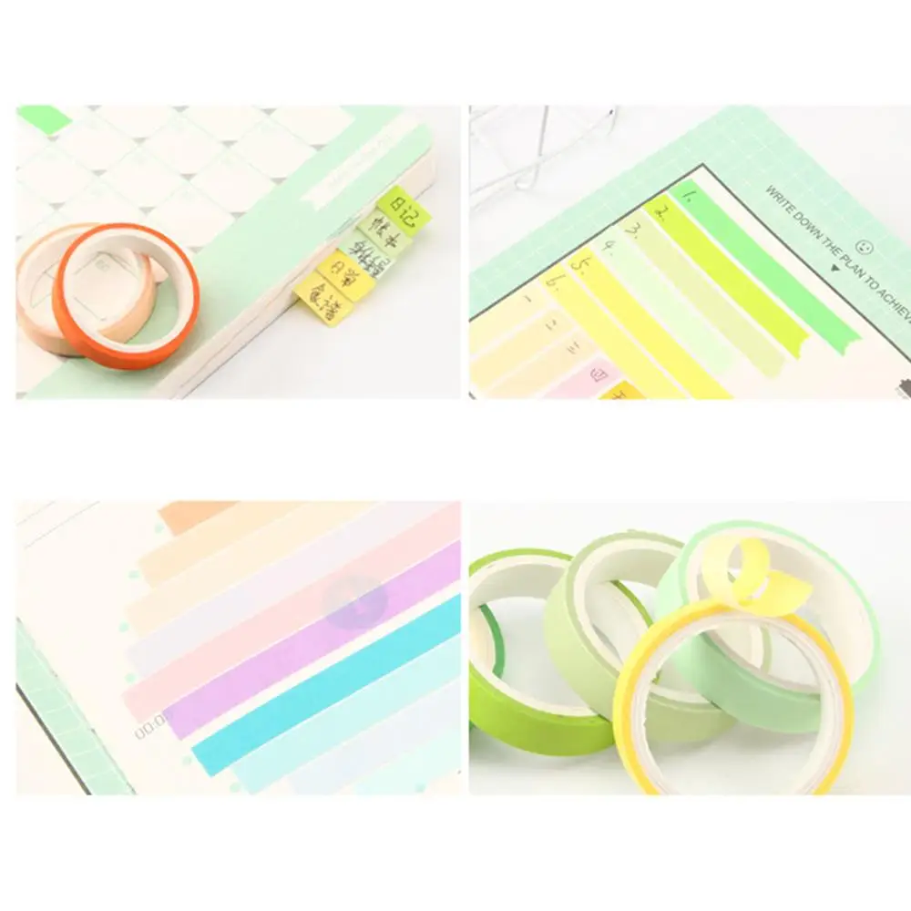 6 шт./компл. одноцветная клейкая лента васи для маскировки бумаги декоративная