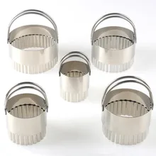 КРУГЛЫЙ волнистые печенья с плесень Нержавеющая сталь 3D мусс кольцо туфли на плоской подошве с круглым носком, с пряжкой для пирожных Креатив Fondant(сахарная) инструмент 5 шт./компл