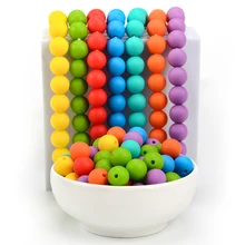 Anneau de dentition en Silicone pour bébé, perles de 12mm, 50 pièces, Diy, chaîne de sucette, Bracelet en Silicone de qualité alimentaire sans BPA, jouets pour nouveau né 