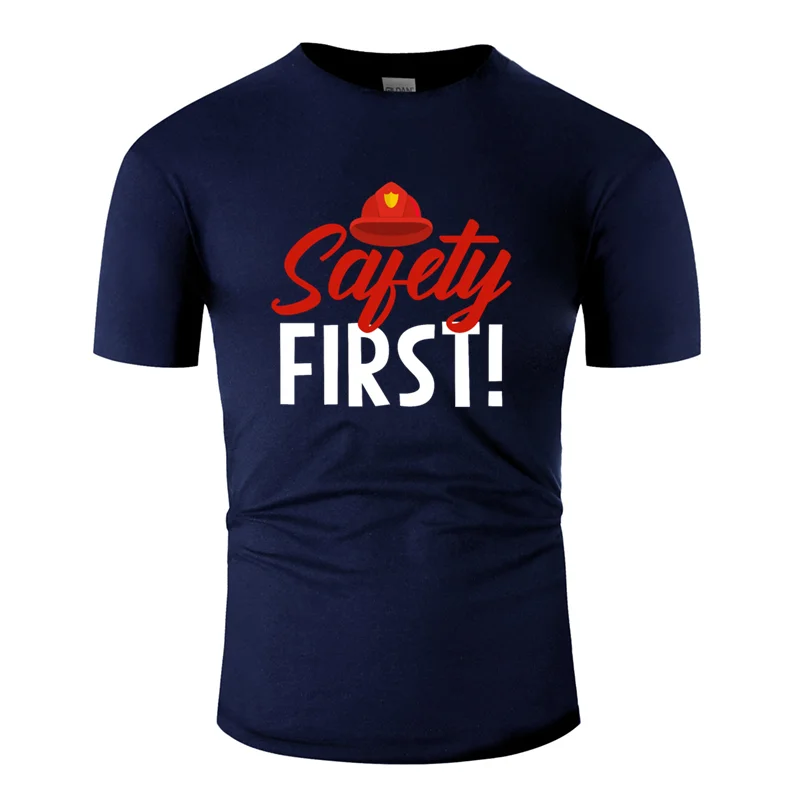 Men-Navy Blue Модная мужская футболка с пожарным, натуральная Базовая однотонная мужская футболка против морщин из хлопка размера плюс 3xl 4xl 5xl - Цвет: Men-Navy Blue