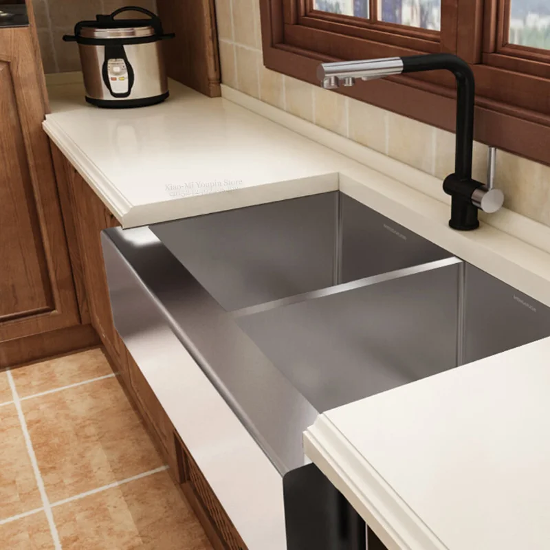 Xiaomi Mijia Youpin Kitchen Multi-function Combination Hand-made Sink 78L Stainless Steel Single Double Sink with Drain Basket