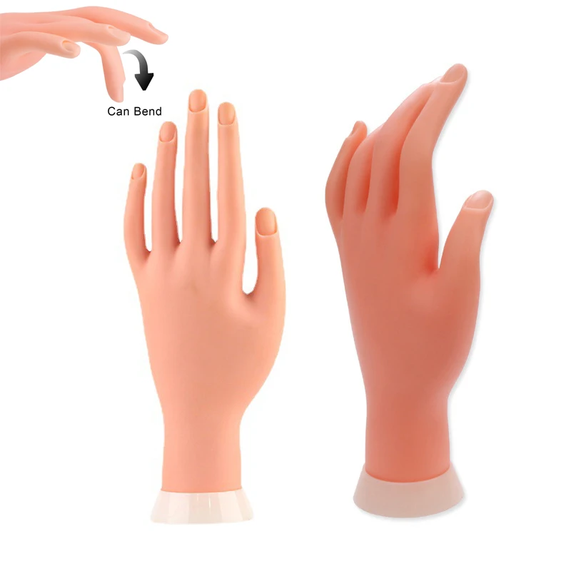 Soft Practice Hand for Nail Art Acrylic UV Gel Training Display Model  Manicure Tools Hand Mannequin for Nails Bendable Fingers