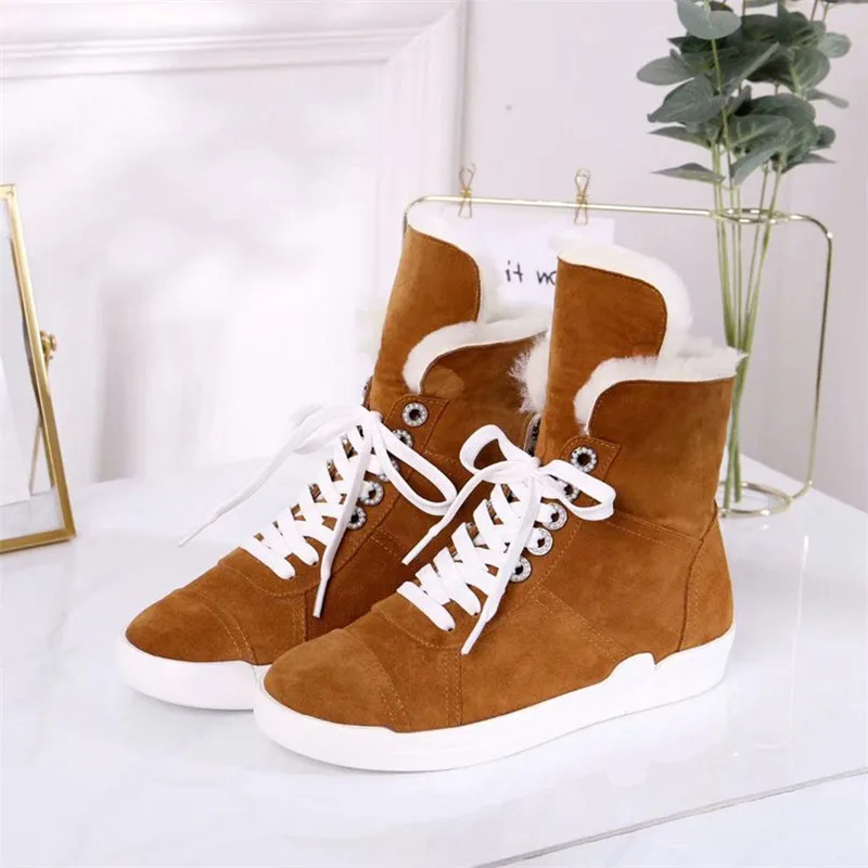 Scarpe donna/зимние ботинки; женская обувь с перекрестной шнуровкой; Zapatos De Mujer; зимняя женская обувь с круглым носком; ботильоны на плоской подошве