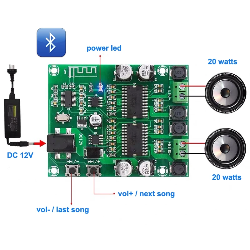 2*20 Вт двойной усилитель YDA138 2 канала цифровой мощности аудио класса D DC12V HIFI Стерео усилители