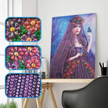 

New 3D Shaped Diamond Painting Embroidered Butterfly Princess 5D DIY Cross Stitch Crystal Diamond Crafts Decoration