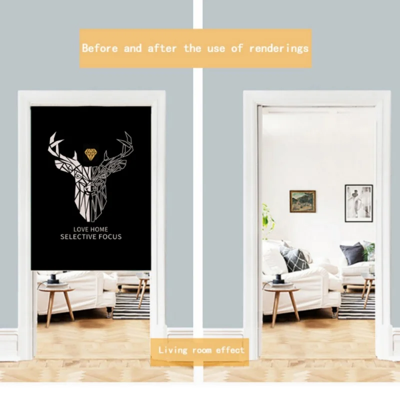 

Deer Design Japanese Noren Doorway Curtain Wall Hanging Tapestry Screens For Advertising Space