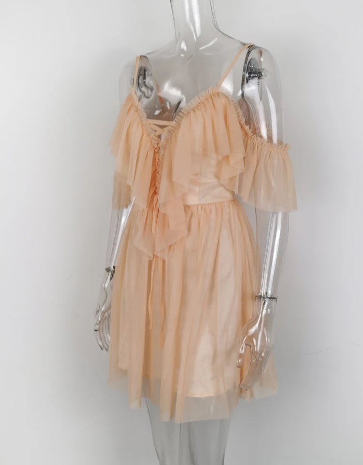Karlofea/женское летнее Сетчатое платье трапециевидной формы в стиле бохо; милые наряды для отпуска; Vestidos; пикантные Свадебные платья с вырезами на плечах и оборками