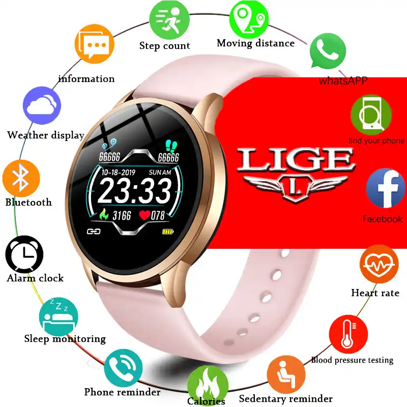 LIGE 2020 New Full Touch Screen Smart Watch Women Multifunctional Sport