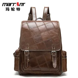 New Patchwork Plaid Genuine Leather Women's Backpack First Layer Cattlehide Leather Fashion Women's Bag Trendy Backpack Women's
