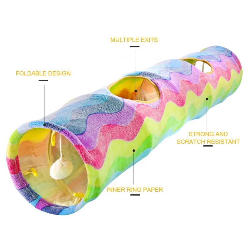 Складной кошачий игровой туннель с пищащей бумагой красочная портативная игровая площадка трубка для котенка