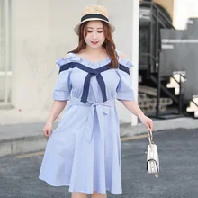 Летнее Новое Стильное платье большого размера 200 плюс размер d корейский стиль смешанные цвета платье K347