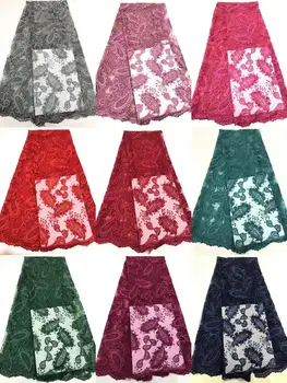 

New golden Embroidery African tulle lace fabric 2020 lace fabric with 3 d flowers high quality french laces for party 5 yards