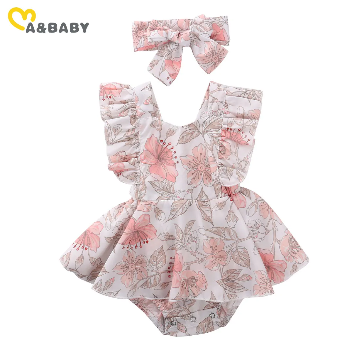 Ma&baby 024m Newborn Infant Baby Girl Flower Romper Vintage Ruffles