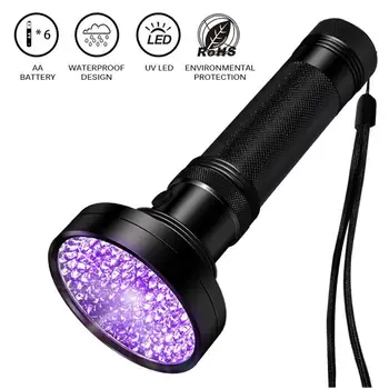 

Waterproof UV Light 100LED UV Light LED UV Flashlight Torch Light Lamp Safety UV Detection AA Battery Aluminum Alloy Flashlight