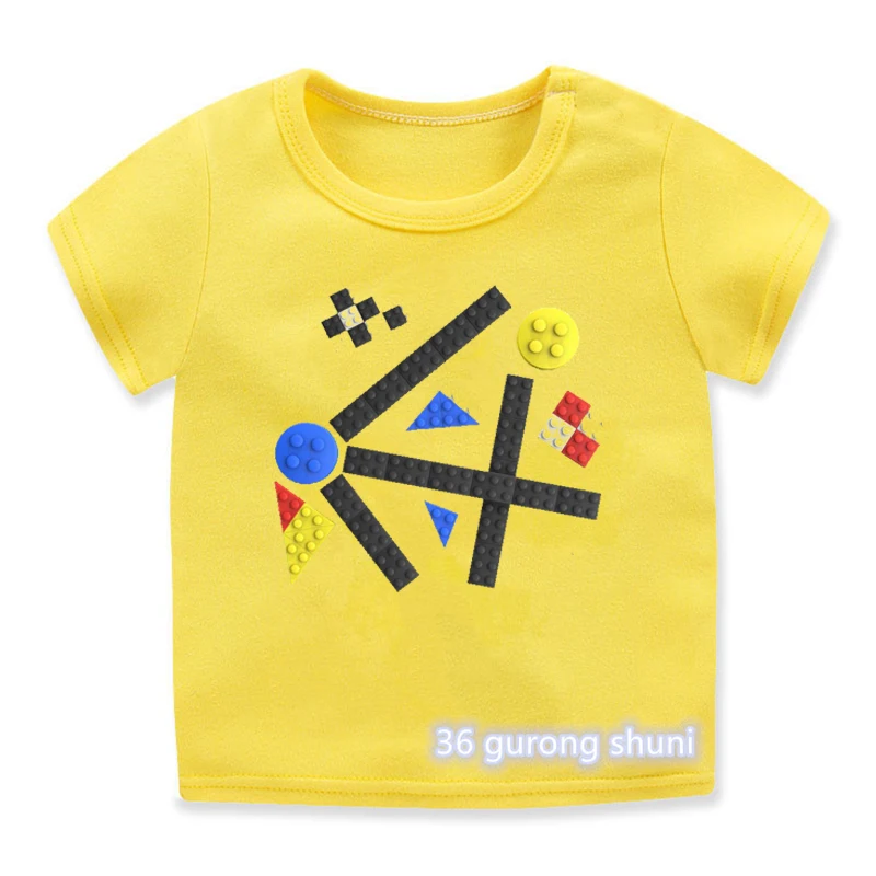 Camiseta divertida con estampado gráfico de ladrillos para niños y niñas, ropa bonita para niños, ropa de verano