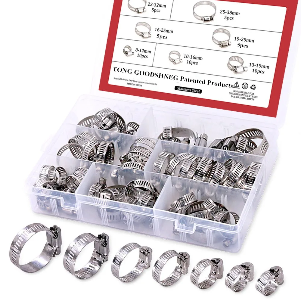 

304 Stainless Steel Adjustable Worm Gear Hose Clamp,Fuel Line Clamp for Plumbing,Automotive Mechanical Applications Assortment K