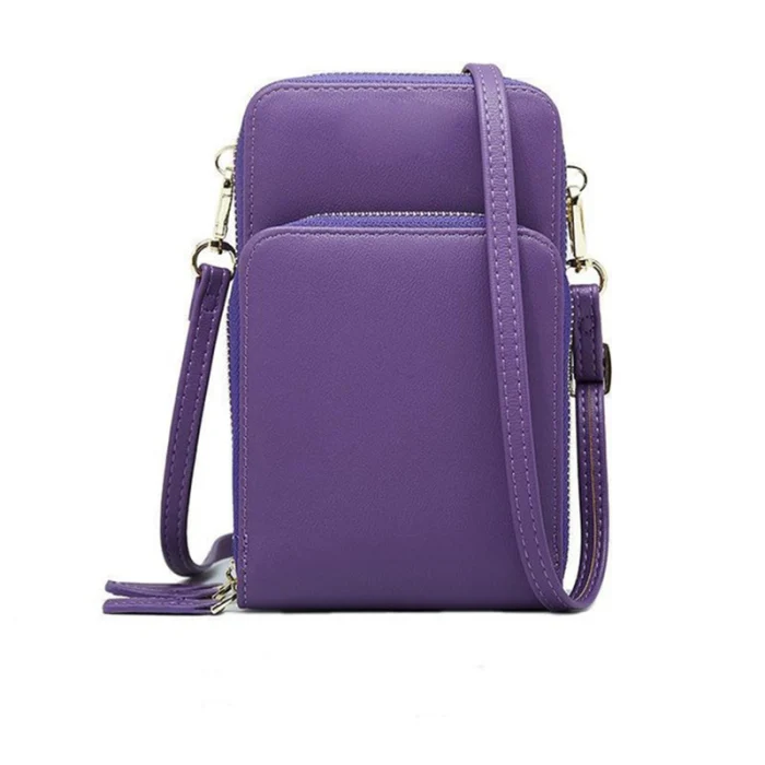 Leather Crossbody Cellphone Shoulder Bag for Female Student Smartphone Wallet with Removable Strap BJStore