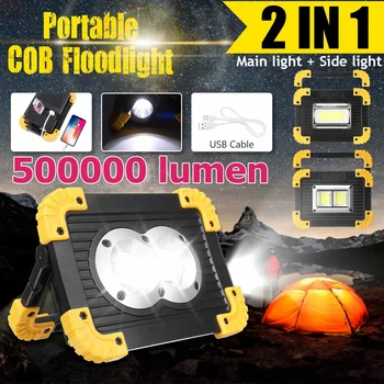 

50000Lums Led Portable Spotlight Work Light USB Rechargeable 100W LED Flashlight Outdoor Light For Hunting Camping 18650 Battery