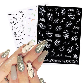 

1 Sheet Nail Stickers Marble Grain Series Mixed Patterns Black White Colors Nail Transfer Decals Nail Art DIY Design Decoration