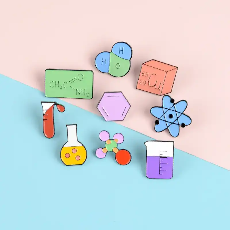 Laboratorio De Quimica De Dibujos Animados De Esmalte Pin De La Equacion Quimica Boton Insignia Elemento Estructura Molecular Joyeria Para Accesorios Quimicos Broches Aliexpress