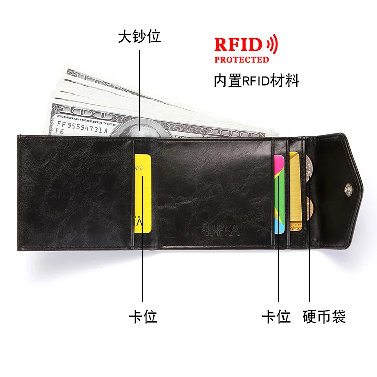 Модный RFID кошелек для женщин и мужчин, ультратонкий кожаный бумажник, тонкий кошелек, кошелек для монет, держатель для кредитных карт и карт, чехлы для карт