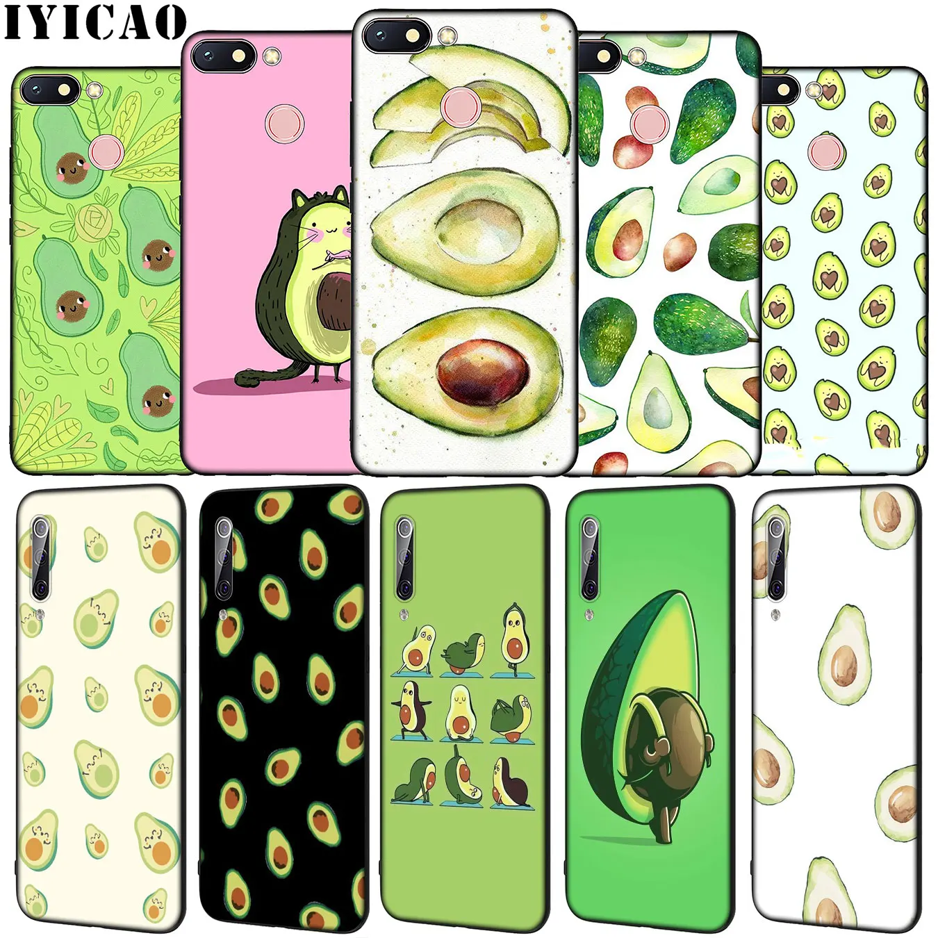 IYICAO Funny Tumblr avocado Soft Silicone Phone Case for Xiaomi Redmi Note 8 8T 8A 7 7A 6 6A 5 5A GO S2 K30 K20 Pro Black Cover | Мобильные